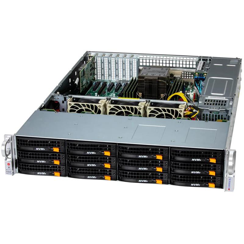 Supermicro SSG-522B-ACR12H UP Storage 2U Barebone Single Intel Xeon 6700/6500 Series Processors With P-cores or 6700 Series Processors With E-cores