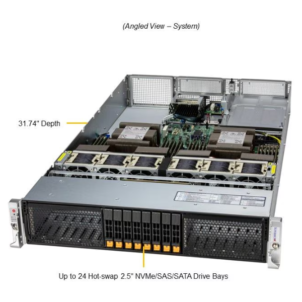 Supermicro SYS-222HA-TN Hyper 2U Barebone Dual Intel Xeon 6900 Series Processors With P-cores