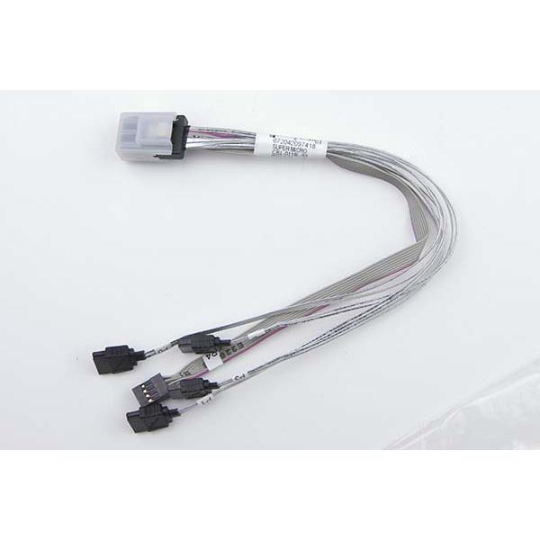 Supermicro CBL-0118L-03 IPass To 4x SATA Cable With SFF-8087 To 4 SATA Connectors 9in (23CM) With 10in Side-Branch