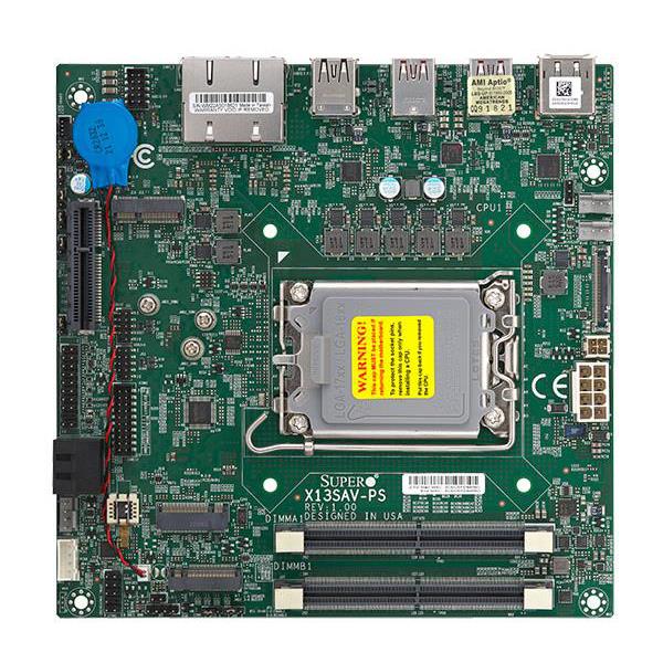 Supermicro X13SAV-PS-B Motherboard Mini-ITX Intel Core i7/Core i5/Core i3 12th Generation and Celeron Processor - Bulk