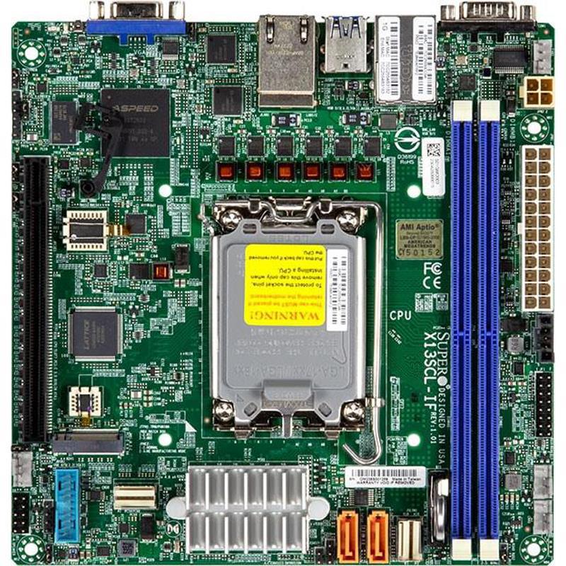Supermicro X13SCL-IF-B Motherboard Mini-ITX Single Socket V0 (LGA-1700) Intel Xeon 6300/E-2400-Series/Pentium Processor - Bulk