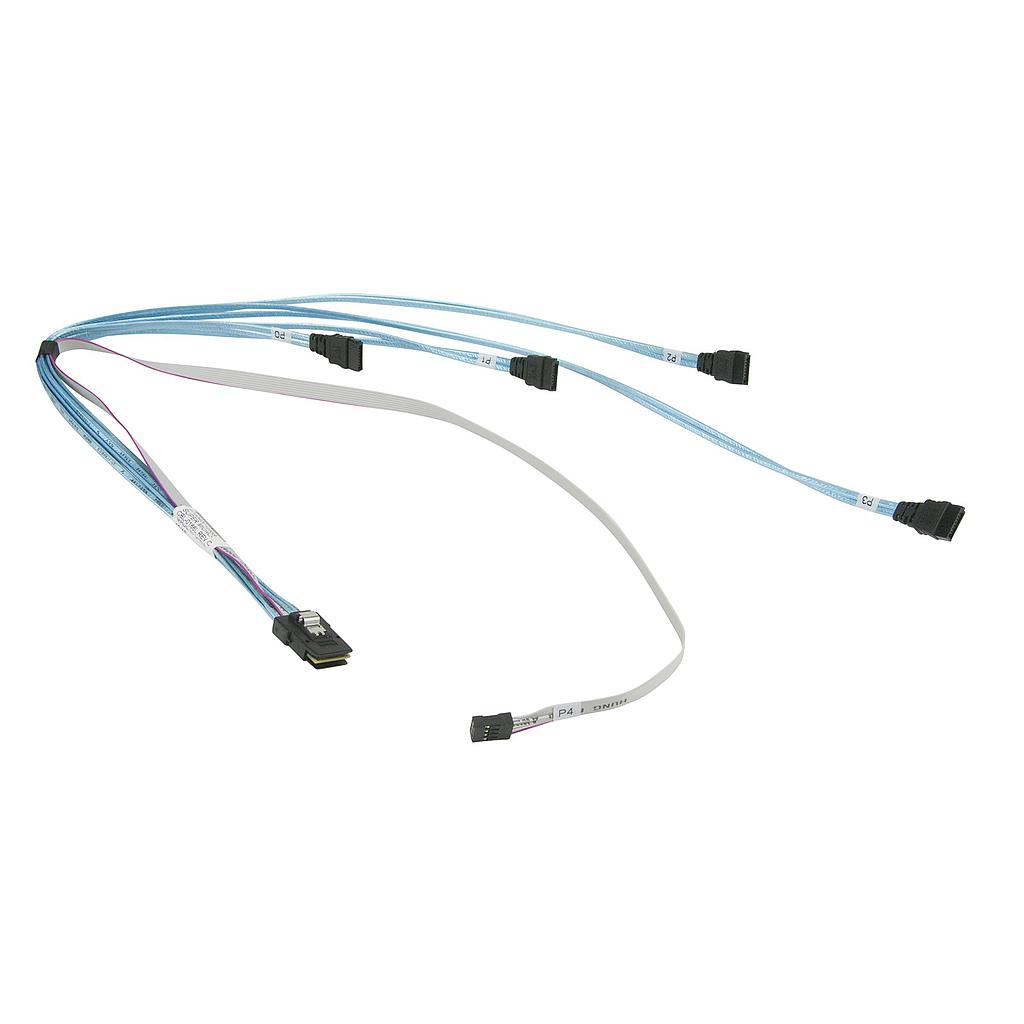 Supermicro CBL-0188L-02 Internal MiniSAS Breakout Cables Connector: MiniSAS (SFF-8087) to SATA, 64/54/44/34/64 cm - RoHS and REACH compliant