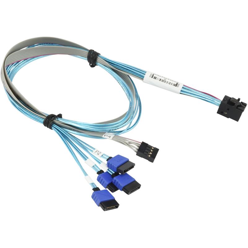Supermicro CBL-SAST-0948 Cable Internal MiniSAS HD SFF-8643 to 4 SATA 60/60/60/60cm Sideband - Copper