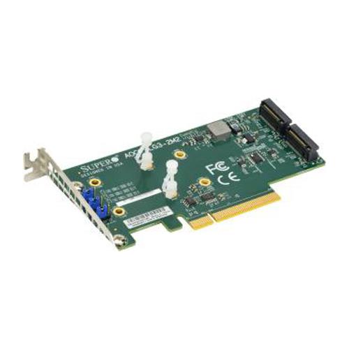 Supermicro AOC-SLG3-2M2 Add-On Card up Two M.2 NVMe SSDs - Internal, PCI-E 3.0 x8, Low-Profile