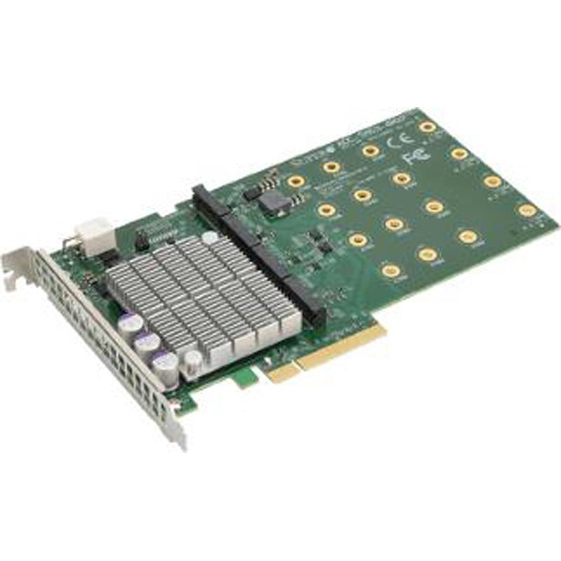 Supermicro 4-Port M.2 NVMe Add-on Card Gen3 PCIe x8, AOC-SHG3-4M2P