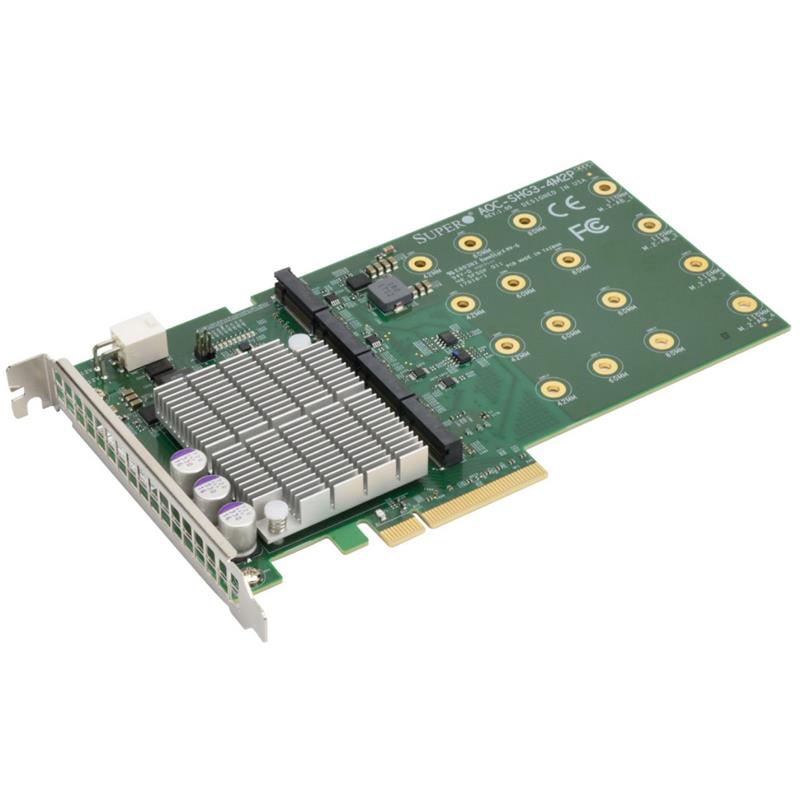 Supermicro AOC-SHG3-4M2P Add-On Card with 4x M.2 sockets for NVMe