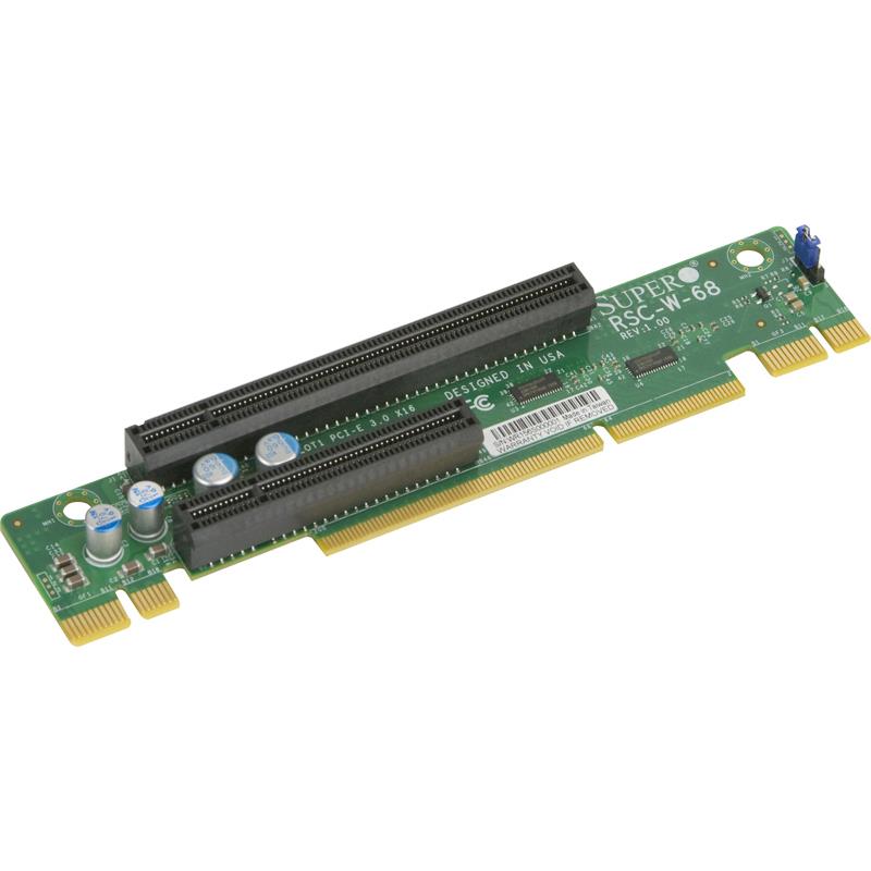 Supermicro RSC-W-68 1U WIO Left-Side Passive Riser Card - 1x PCI-E x8 and 1x PCI-E x16 Signals / 1x PCI-E x8 and 1x PCI-E x16 Output