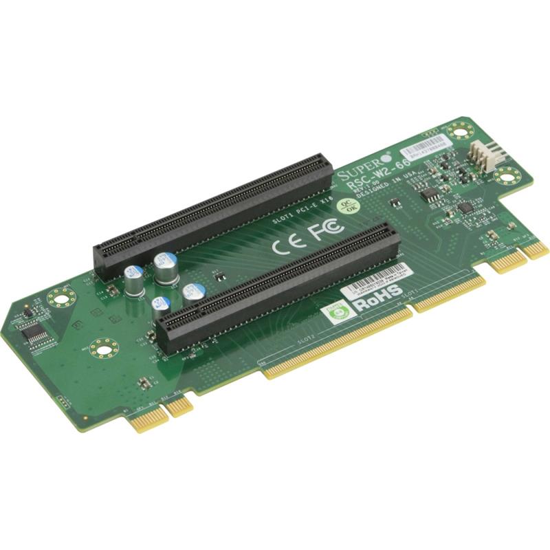 Supermicro RSC-W2-66 2U WIO Left-Side Passive Riser Card - 2x PCI-E x16 Signal and 2x PCI-E x16 Output