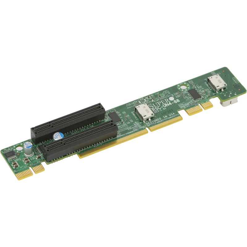 Supermicro RSC-UN4-88 1U Ultra Left-Side Passive Riser Card - 4x NVMe Ports, 2x PCI-E x8 Signal and 2x PCI-E x8 Output