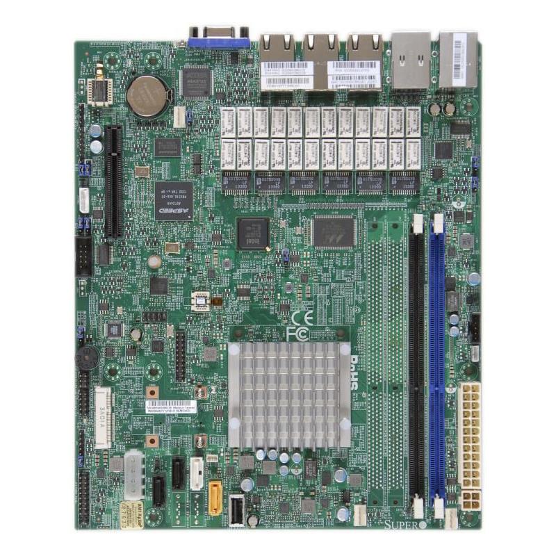 Supermicro A1SRM-LN7F-2358 Motherboard mATX Intel Atom C2358 SoC, up to 16GB DDR3, SATA3 / SATA2, 7Gi gabit LAN, VGA