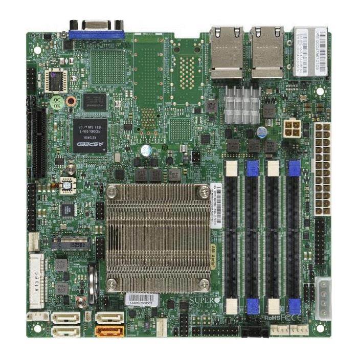 Supermicro A2SDI-LN4F-O Motherboard Intel Atom Processor C3850, 1 VGA port SOC Controller Quad LAN with Intel Ethernet Controller I350-AM4 1GbE
