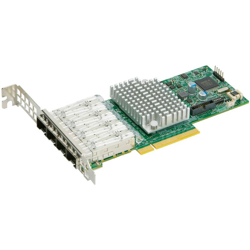 Supermicro AOC-STG-I4S 10GbE Controller Card PCI Express 3.0 (8 GT/s) Low-profile With Quad SFP+ Ports (10Gbps per port)
