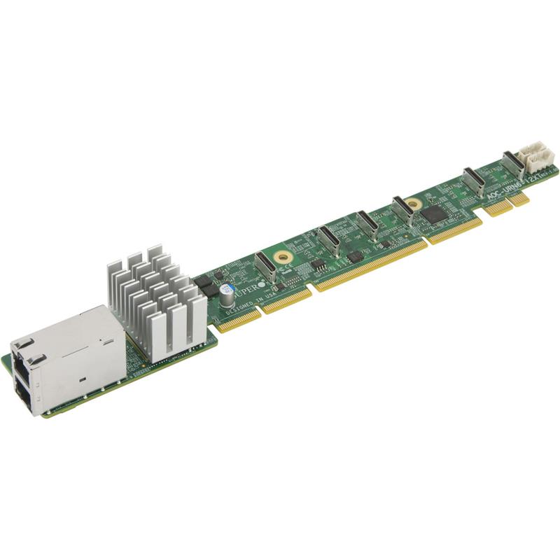 Supermicro AOC-URN6-I2XT 1U Ultra Riser With 2× 10GBase‑T RJ45 LAN Ports (Intel X540) And 6 Internal NVMe Ports