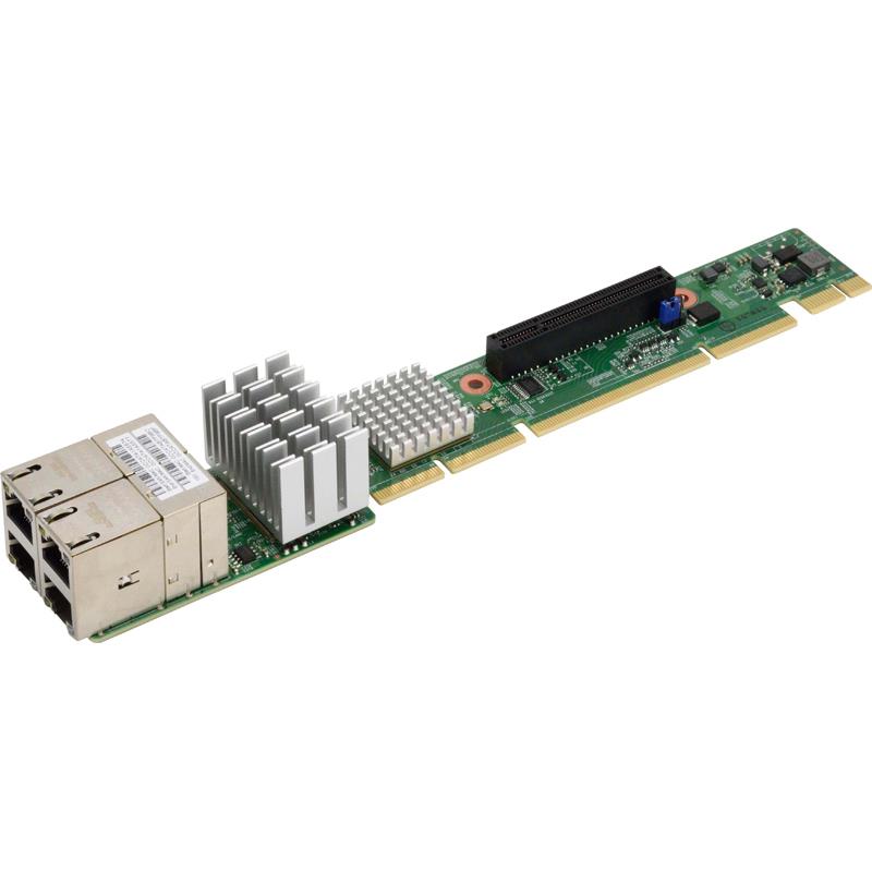 Supermicro AOC-UR-i4XTF 1U Ultra Riser with 4-port 10Gbase-T, Intel XL710 and X557  