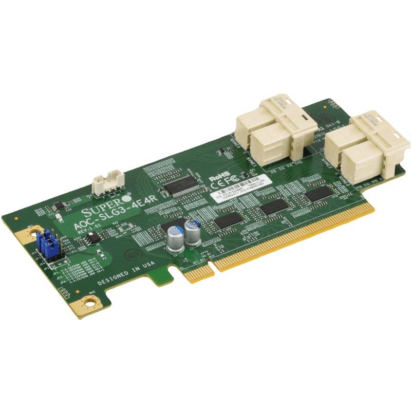 Supermicro AOC-SLG3-4E4R 12.8GB/s Quad-Port Gen-3 NVMe Host Bus Adapter