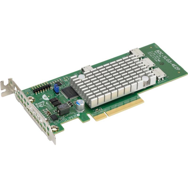 Supermicro 4-Port M.2 NVMe Add-on Card Gen3 PCIe x8, AOC-SLG3-4E2P