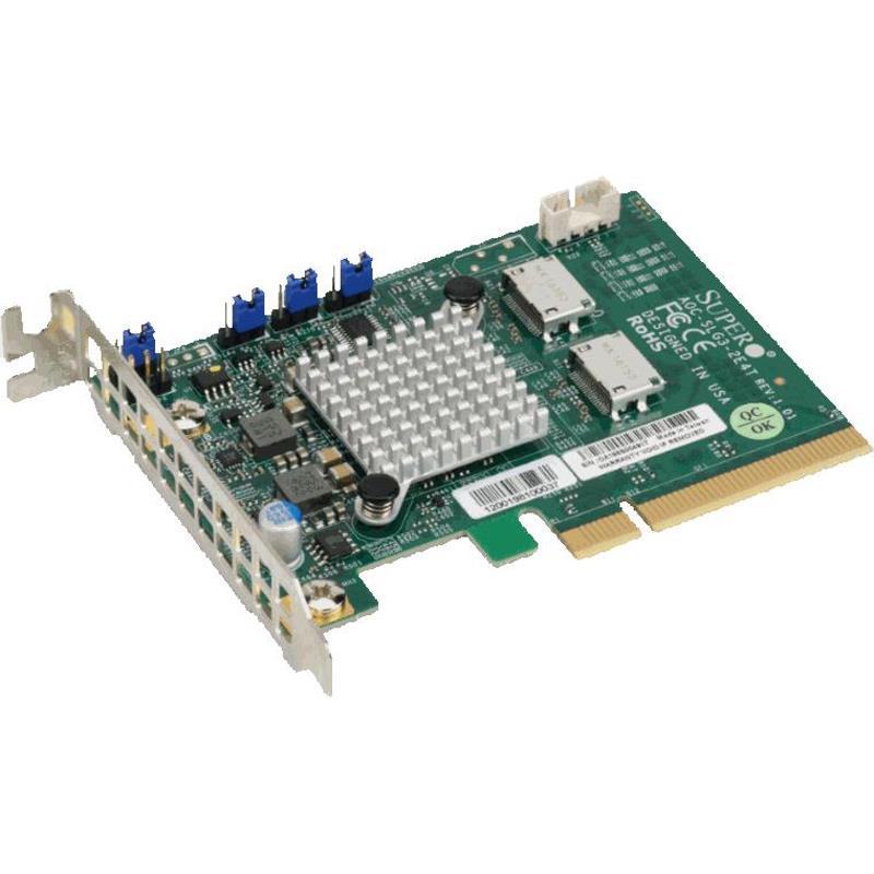 Supermicro 2-Port M.2 NVMe Add-on Card Gen3 PCIe x8, AOC-SLG3-2E4T