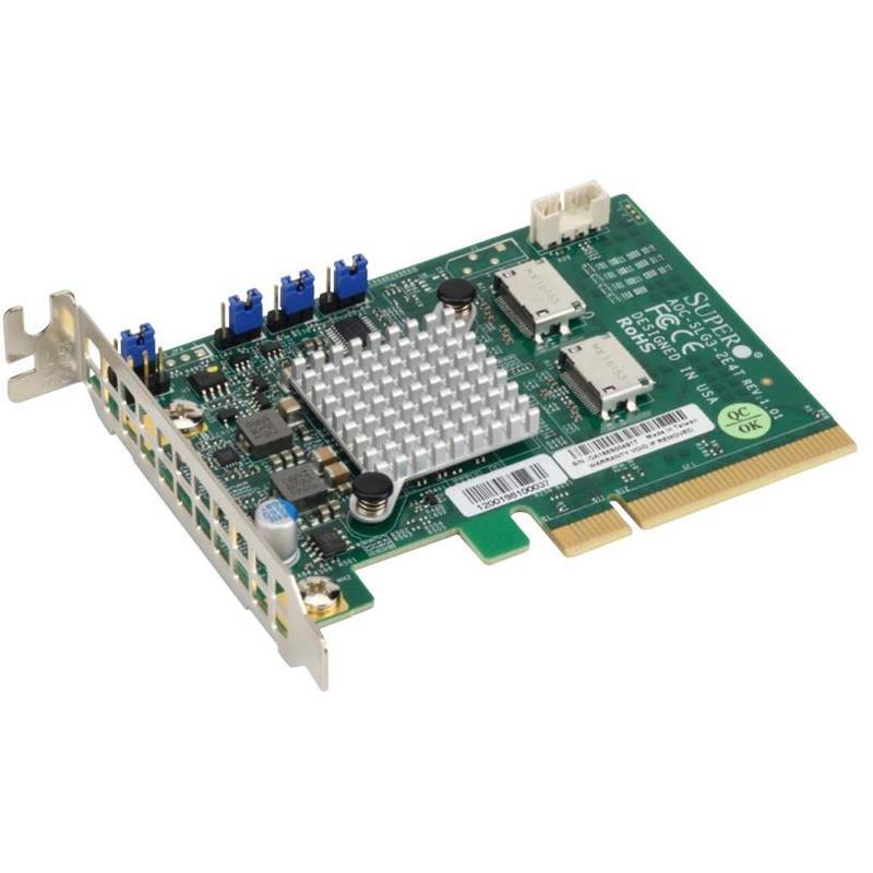Supermicro 2-Port M.2 NVMe Add-on Card Gen3 PCIe x8, AOC-SLG3-2E4T