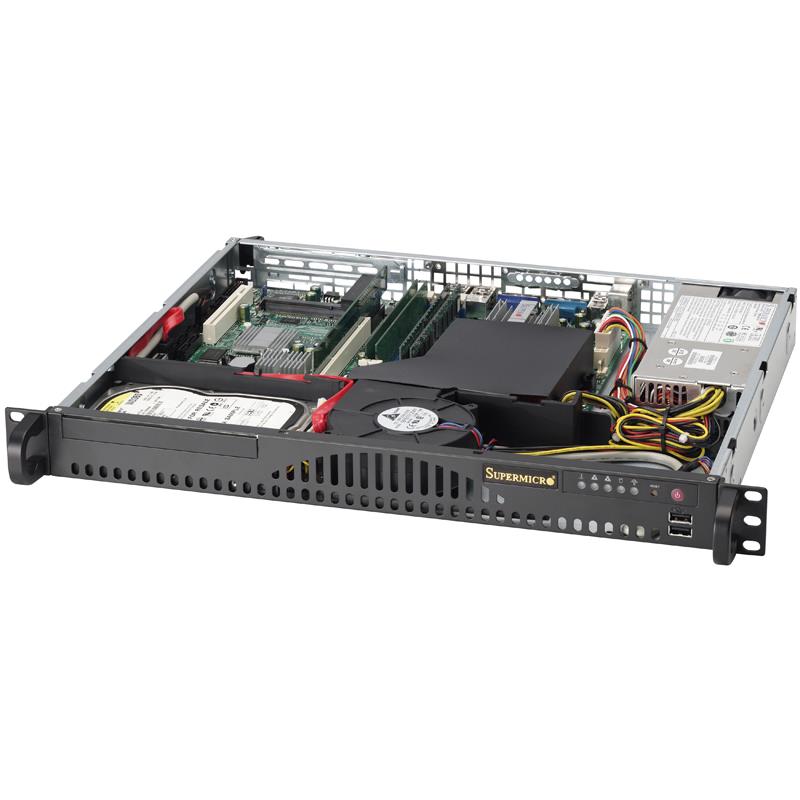 Supermicro CSE-512-203B Mini 1U Rackmount Chassis 200W Power Supply With Dual Front USB Ports