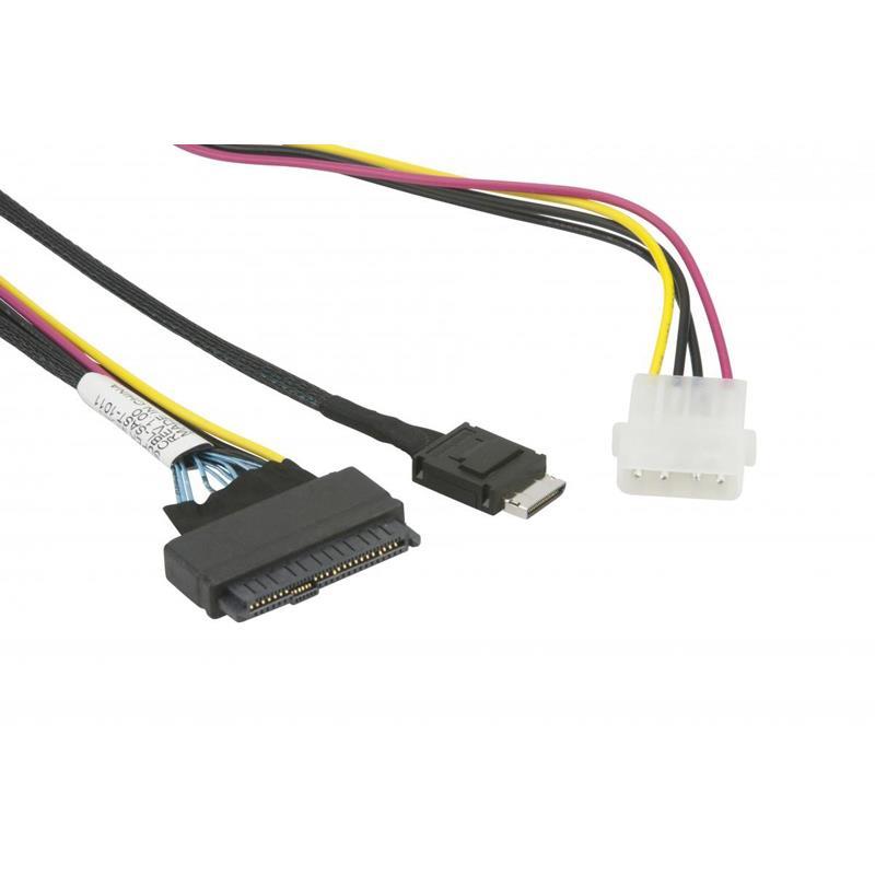 Supermicro CBL-SAST-1011 Cable Connector: OCuLink SFF-8611 (x4) to SFF-8639 U.2 with 4 Pin Power Cable, Data rate: 12 Gb/s, 34AWG, 75cm