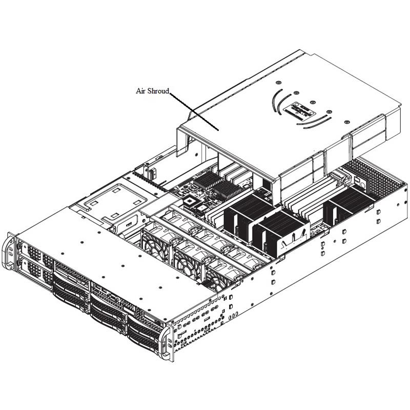 Supermicro MCP-310-82804-0B Air Shroud f/ SC828 -X8QBE/6-F rev. 1.11