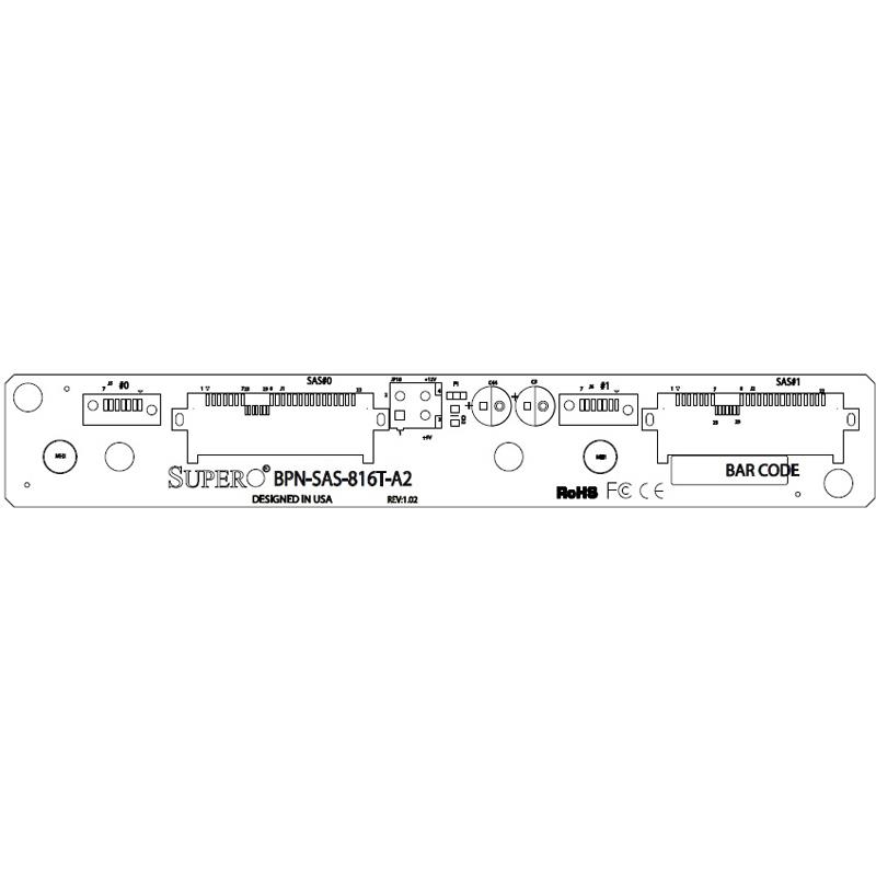 Supermicro BPN-SAS-816T-A2 1U Hadoop HDD backplane board - Model A2 supports 2x 3.5in SATA/SAS HDDs