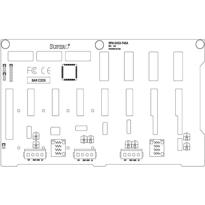 Supermicro BPN-SAS3-743A 8-port Backplane Supports 3.5-inch SAS3/SAS2/SATA3 12Gbps In 4U/Tower Chassis SC743/SC745 Series