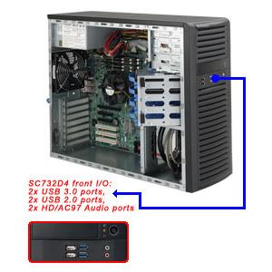 Supermicro CSE-732D4-903B Mid-Tower Chassis 900W, 4 Internal SAS / SATA Bays, 2x 5.25in Peripheral Drive Bays, 1x 3.5in Peripheral Drive Bay
