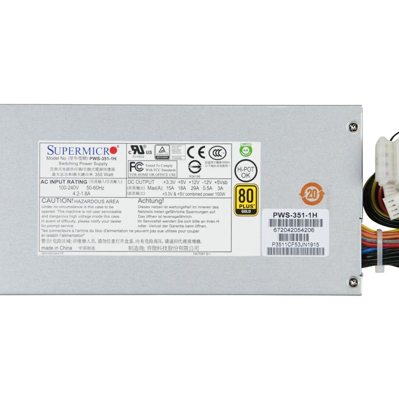 Supermicro PWS-351-1H 1U 350W 80 Plus Gold Multi-Output 24-pin Power Supply With PFC Support
