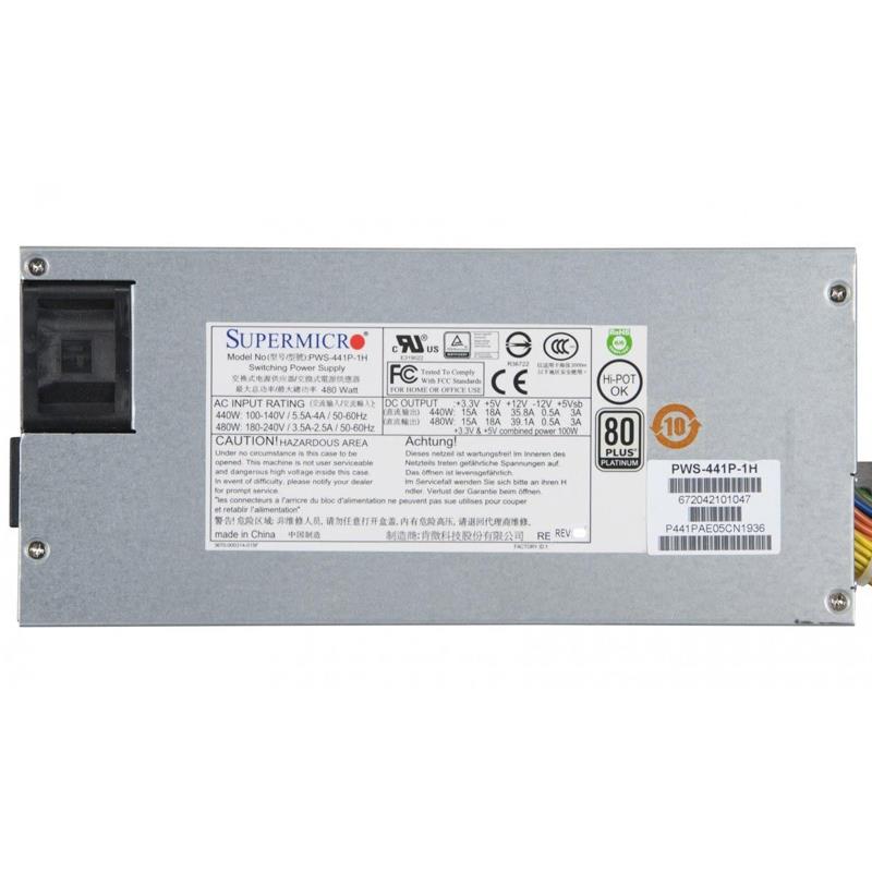 Supermicro PWS-441P-1H 1U 480W/440W 80 Plus Platinum 24-pin Power Supply For Mainstream Systems
