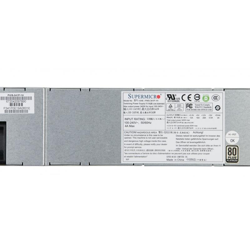 Supermicro PWS-341P-1H 1U 340W 80 Plus Platinum Power Supply With PFC And PMBus Support