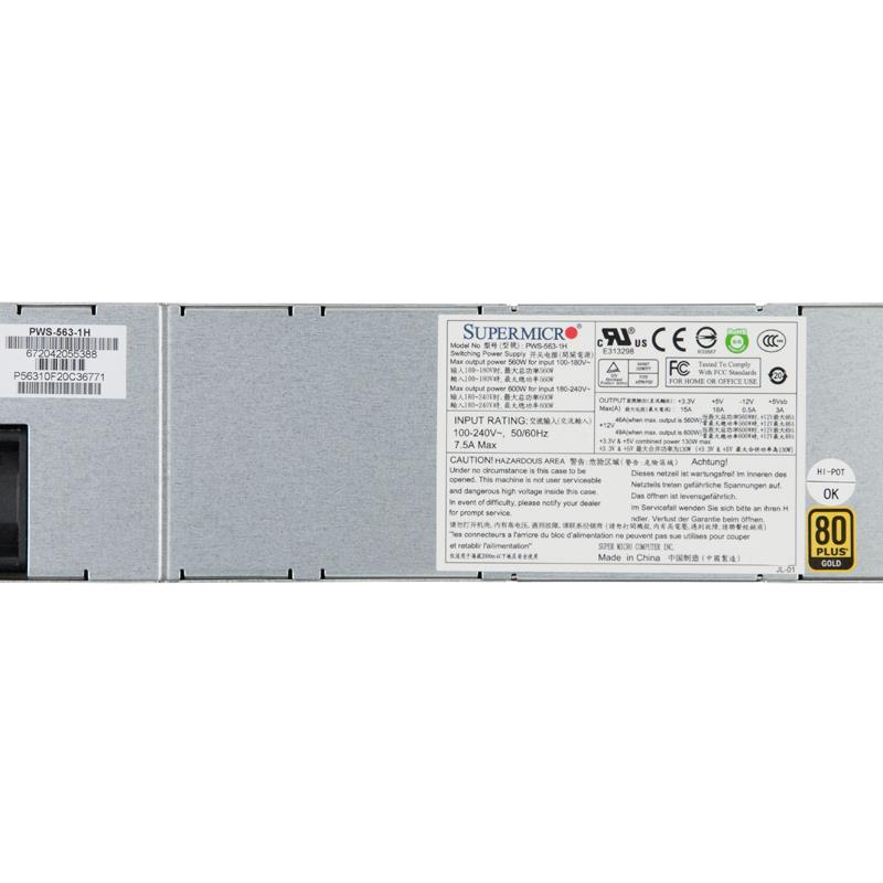 Supermicro PWS-563-1H 1U 560W 80 Plus Gold Multi-Output 24-pin Power Supply 