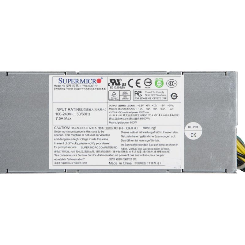 Supermicro PWS-605P-1H 1U 600W 80 Plus Platinum Power Supply With PFC Support