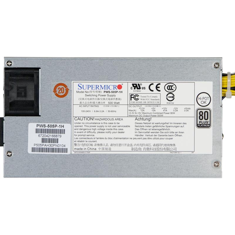 Supermicro PWS-505P-1H 1U 500W 80 Plus Platinum Power Supply With PFC And PMBus Support
