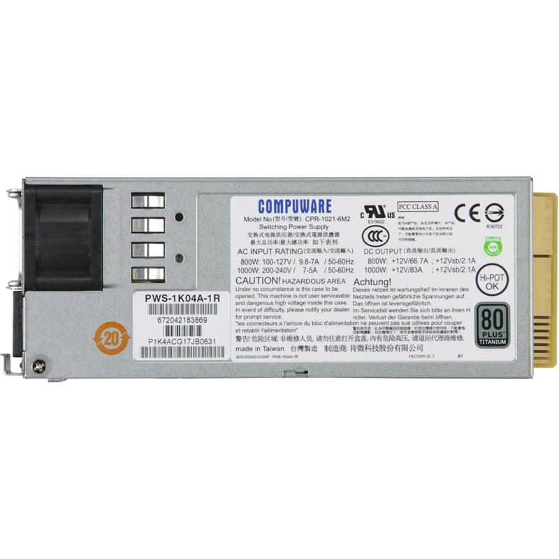 Supermicro PWS-1K04A-1R 1U 1000W 80 Plus Titanium Level Certified Power Supply