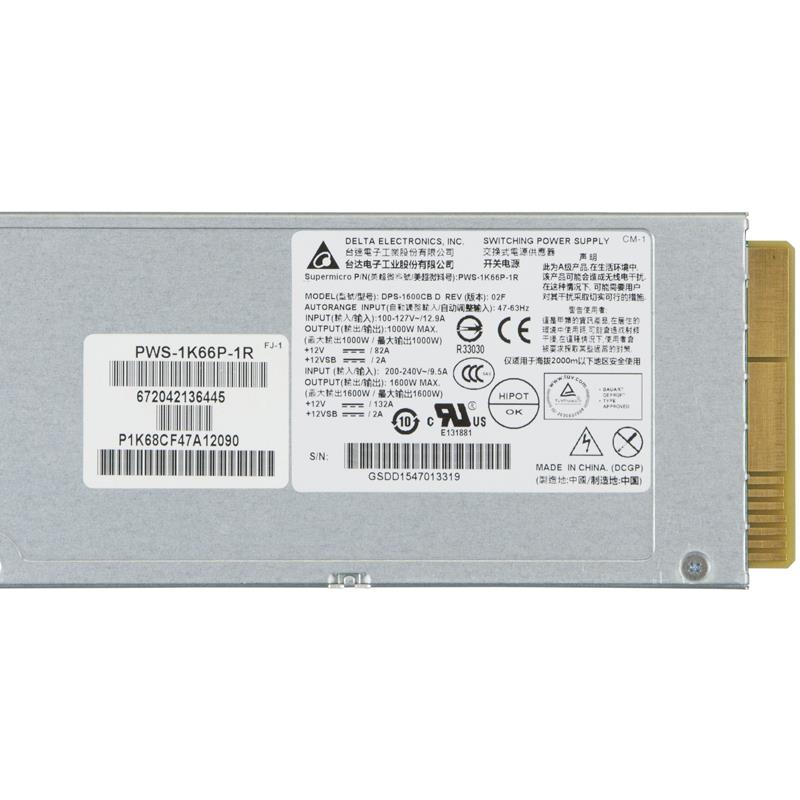 Supermicro PWS-1K66P-1R 1U 1000/1600W 80 Plus Platinum Power Supply