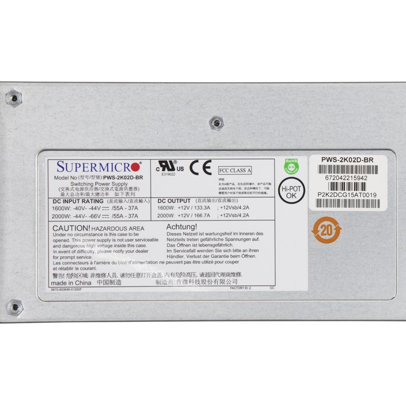 Supermicro PWS-2K02D-BR 2000W/1600W Redundant Power Supply Module For MicroBlade