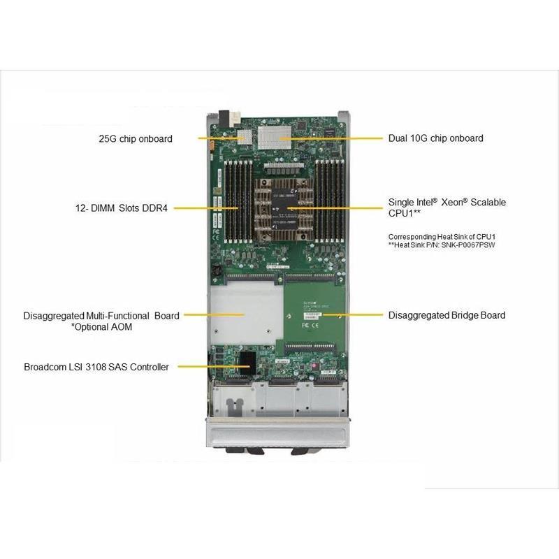 Supermicro SBI-6119P-C3N Blade Barebone Single Intel Xeon Scalable Processors 2nd Generation