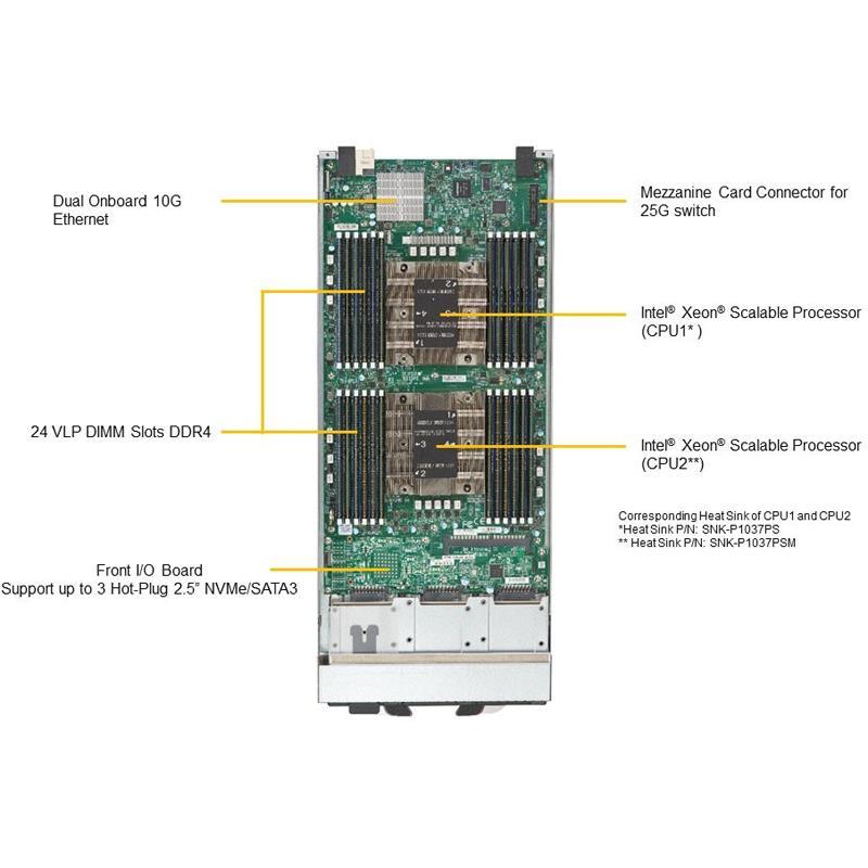 Supermicro SBI-6429P-T3N Blade Barebone Dual Processor