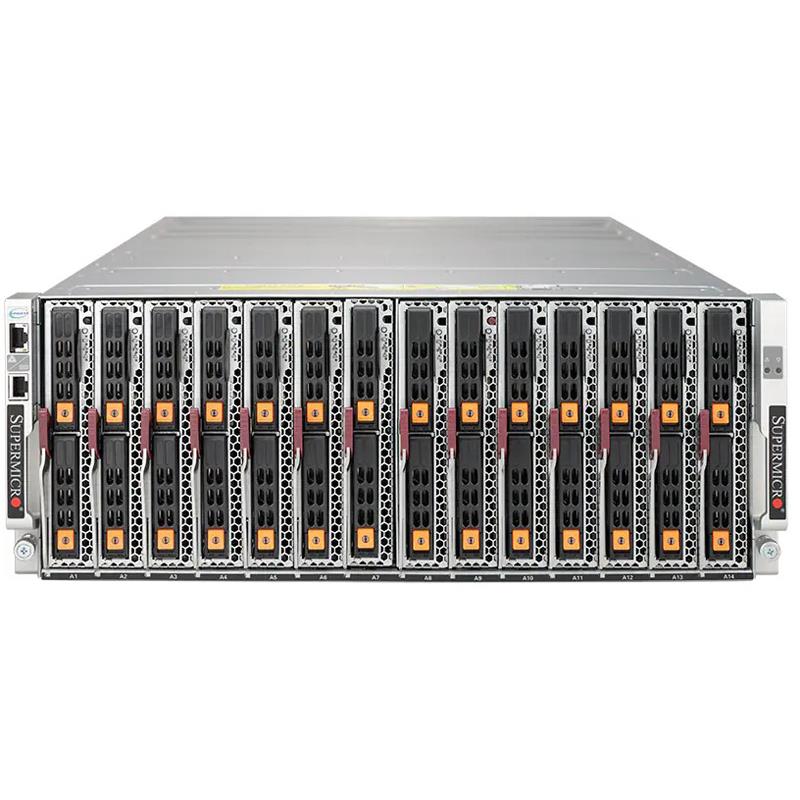 Supermicro SBE-414E-222 4U SuperBlade Enclosure House Up To 14 Dual-Socket Blade Servers Equipped With Two 2200W Titanium Power Supplies + Two Cooling Fans