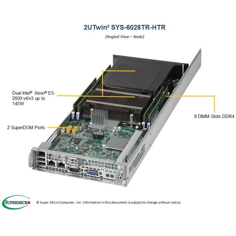 Supermicro SYS-6028TR-HTR Twin 2U Barebone Four Hot-pluggable Nodes Dual Intel Xeon Processor E5-2600 v4/v3 Family