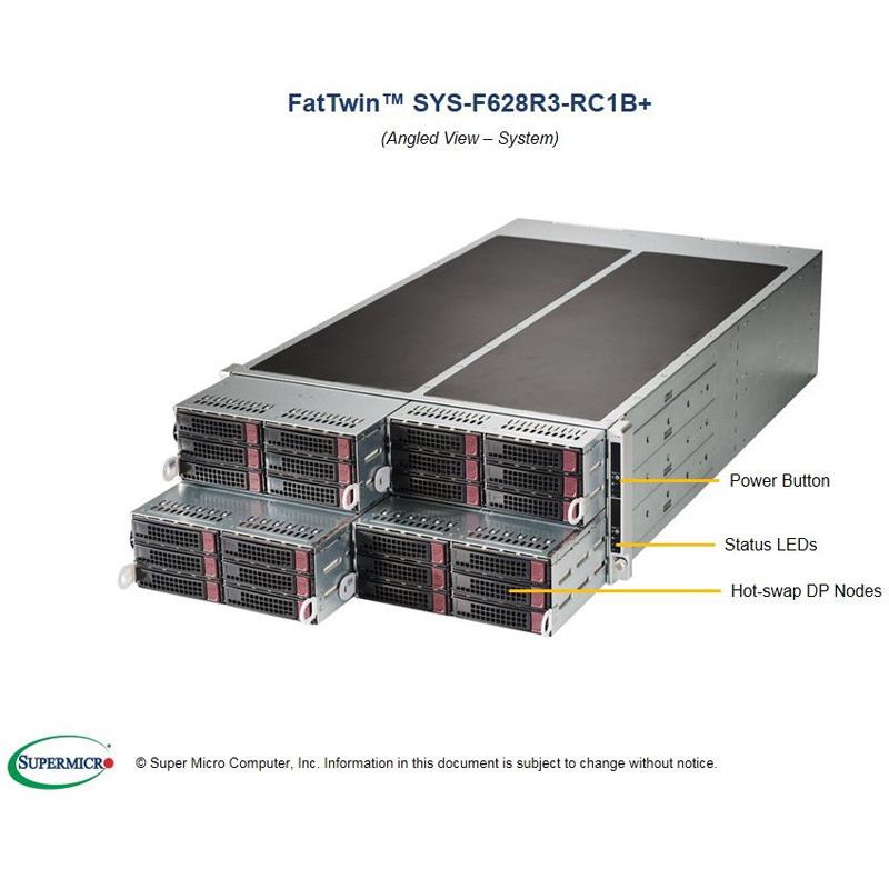 Supermicro SYS-F628R3-RC1B+ Twin Barebone Dual CPU, 4-Node