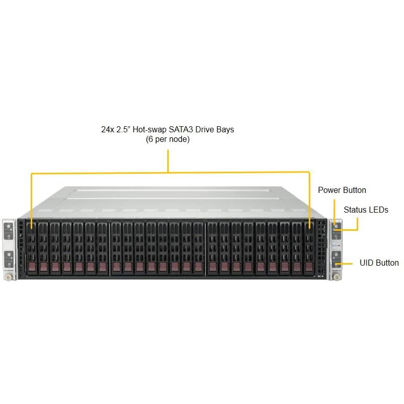 Supermicro SYS-2028TP-HTR-SIOM Twin Barebone Dual CPU, 4-Node