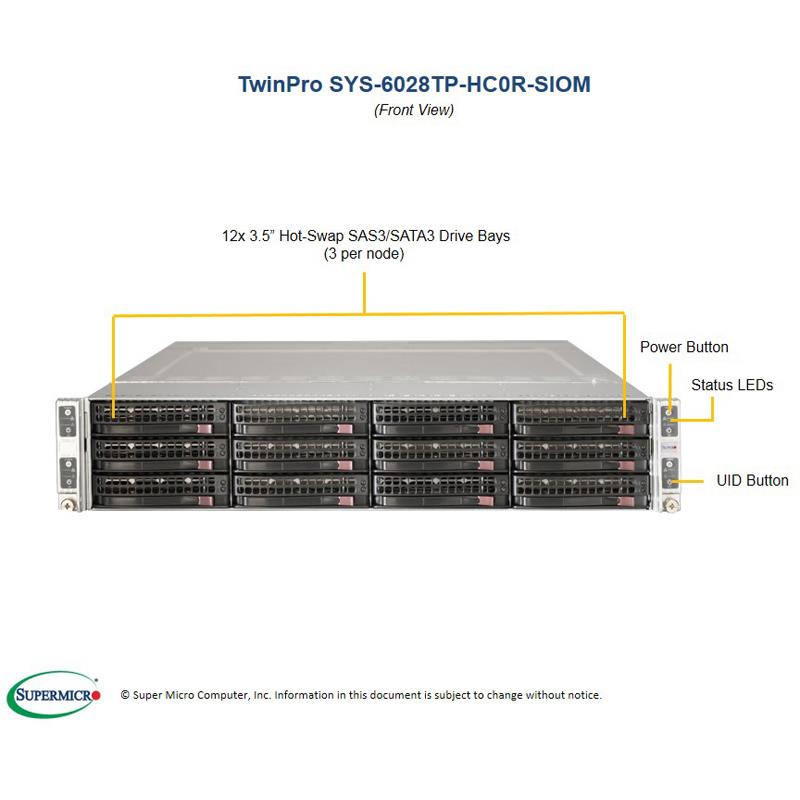 Supermicro SYS-6028TP-HC0R-SIOM Twin Barebone Dual CPU, 4-Node