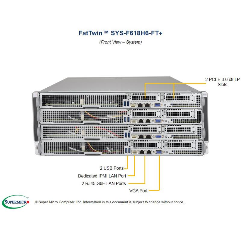 Supermicro SYS-F618H6-FT+ Twin Barebone Dual CPU, 4-Node