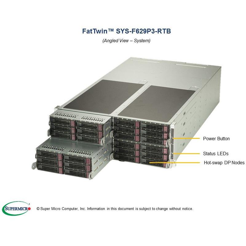 Supermicro SYS-F629P3-RTB Twin Barebone Dual CPU, 4-Node