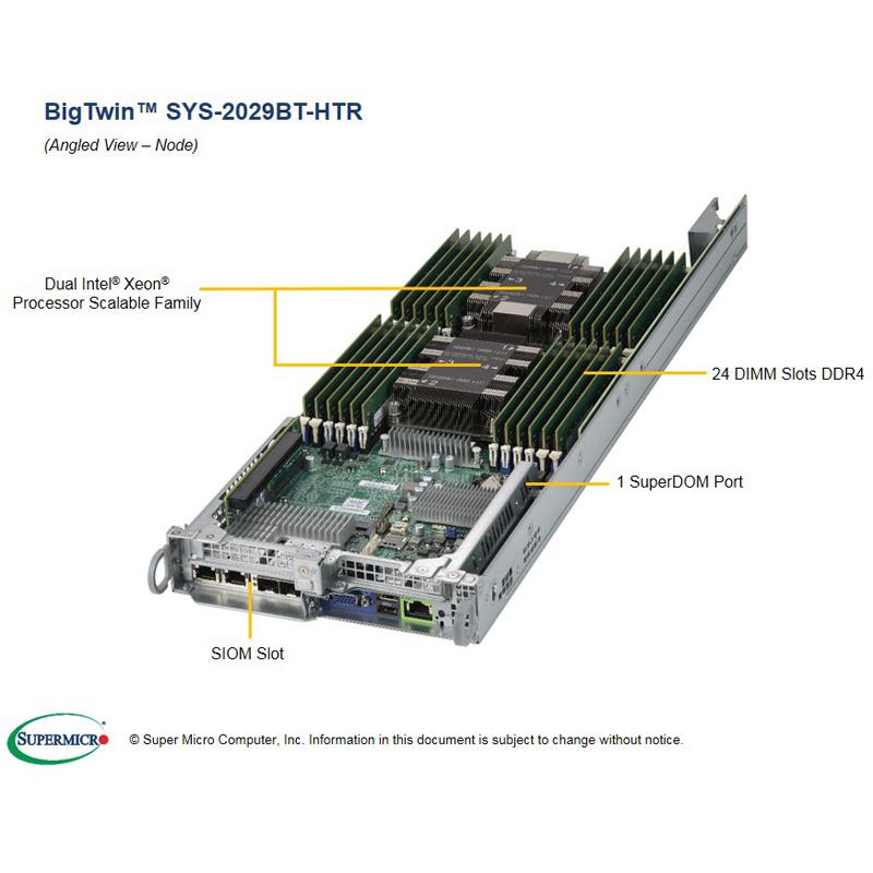 Supermicro SYS-2029BT-HTR Twin Barebone 4-Node Dual Intel Xeon Scalable Processors 2nd Generation