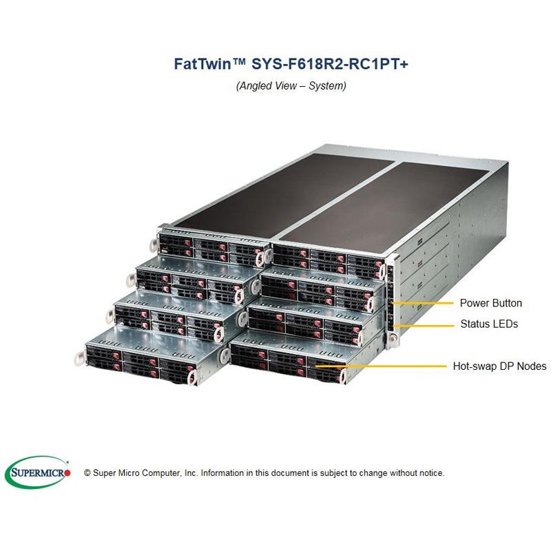 Supermicro SYS-F618R2-RC1PT+ Twin Barebone Dual CPU, 8-Node