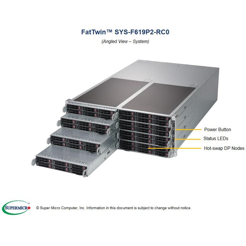 Supermicro SYS-F619P2-RC0 Twin Barebone Dual CPU, 8-Node