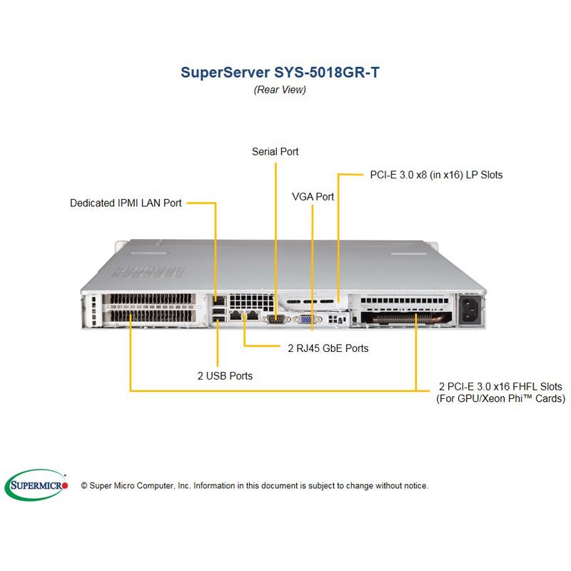 Supermicro SYS-5018GR-T 1U Barebone Single Intel Processor